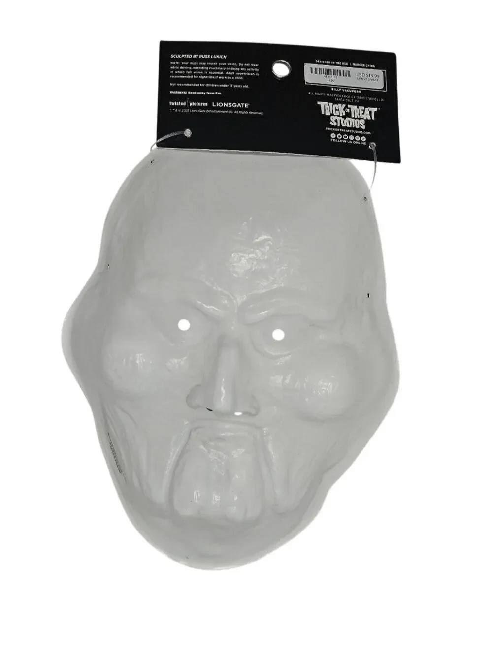 SAW Billy Puppet Vacuform Mask Red Eyes Horror Costume Trick or Treat Studios
